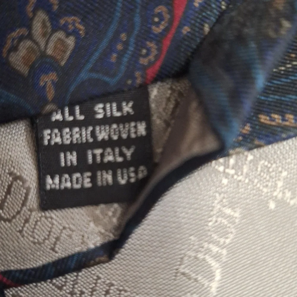 Christian Dior Monsieur USA Paisley Floral Patterned Pure Silk Tie - Blue/Red
